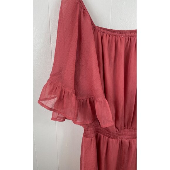 Endless Rose Womens Size L Pink Off-The-Shoulder Ruffle Sleeve Lined Dress - Picture 8 of 11